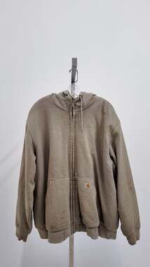 Carhartt Men’s 2XL Sherpa Lined Full Zip Hoodie - Tan / Driftwood - Heavyweight